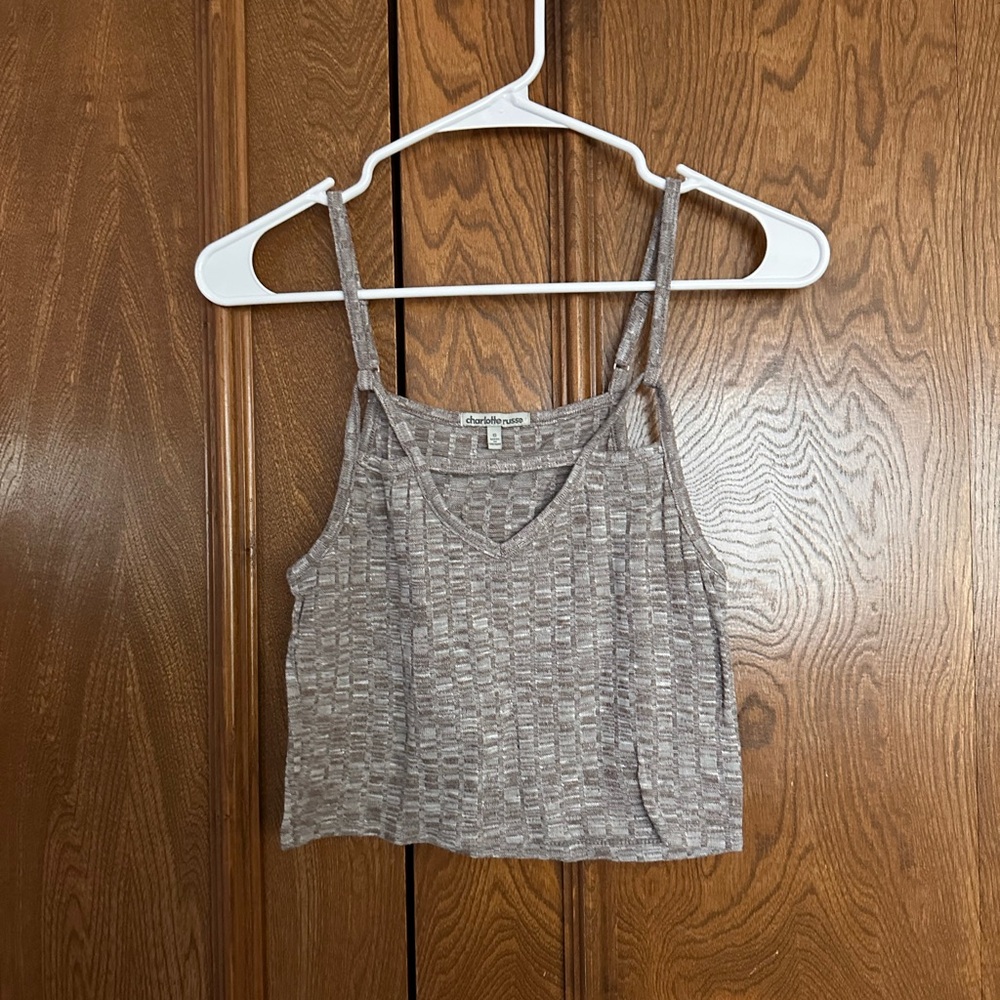 Charlotte Russe Taupe Textured Cropped Camisole